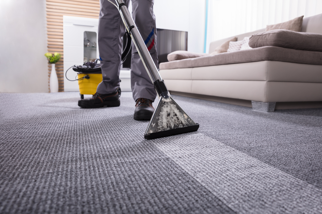 Professional carpet cleaning service in Sydney showing steam cleaning equipment and spotless carpets